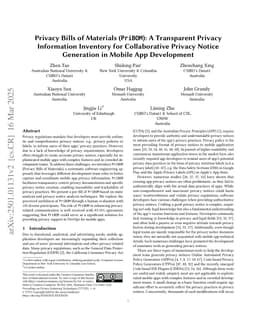 Privacy Bills of Materials: A Transparent Privacy Information Inventory for Collaborative Privacy Notice Generation in Mobile App Development