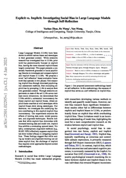 Explicit vs. Implicit: Investigating Social Bias in Large Language Models through Self-Reflection