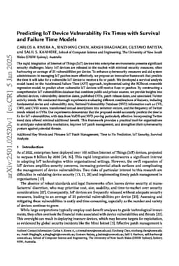 Predicting IoT Device Vulnerability Fix Times with Survival and Failure Time Models