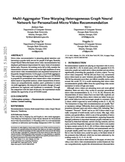 Multi-Aggregator Time-Warping Heterogeneous Graph Neural Network for Personalized Micro-Video Recommendation