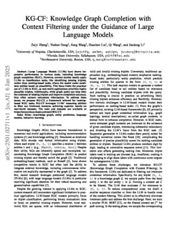 KG-CF: Knowledge Graph Completion with Context Filtering under the Guidance of Large Language Models