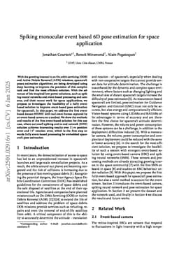 Spiking monocular event based 6D pose estimation for space application