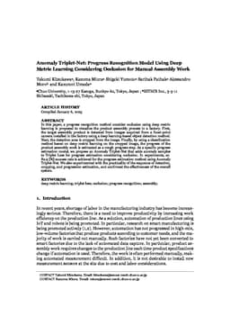 Anomaly Triplet-Net: Progress Recognition Model Using Deep Metric Learning Considering Occlusion for Manual Assembly Work