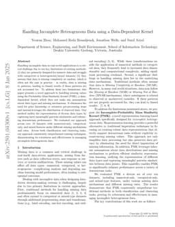 Handling Incomplete Heterogeneous Data using a Data-Dependent Kernel