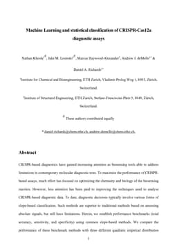Machine Learning and statistical classification of CRISPR-Cas12a diagnostic assays
