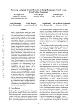 Assessing Language Comprehension in Large Language Models Using Construction Grammar