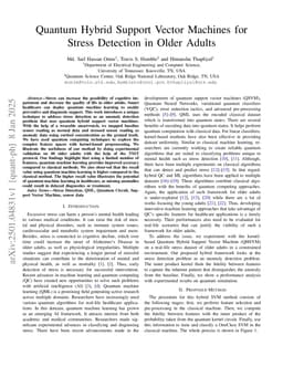 Quantum Hybrid Support Vector Machines for Stress Detection in Older Adults