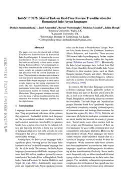IndoNLP 2025: Shared Task on Real-Time Reverse Transliteration for Romanized Indo-Aryan languages