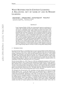 What Matters for In-Context Learning: A Balancing Act of Look-up and In-Weight Learning