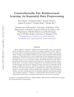 Counterfactually Fair Reinforcement Learning via Sequential Data Preprocessing