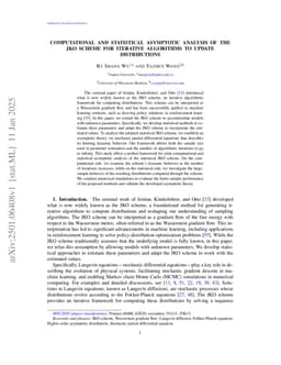 Computational and Statistical Asymptotic Analysis of the JKO Scheme for Iterative Algorithms to update distributions