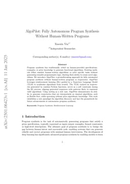 AlgoPilot: Fully Autonomous Program Synthesis Without Human-Written Programs