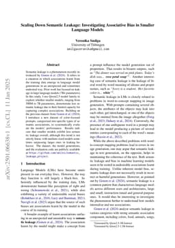 Scaling Down Semantic Leakage: Investigating Associative Bias in Smaller Language Models