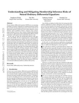 Understanding and Mitigating Membership Inference Risks of Neural Ordinary Differential Equations