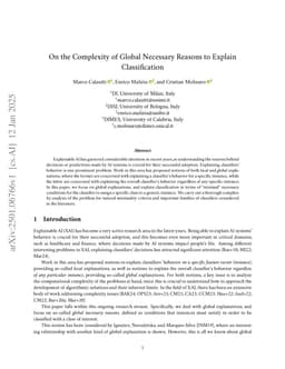 On the Complexity of Global Necessary Reasons to Explain Classification