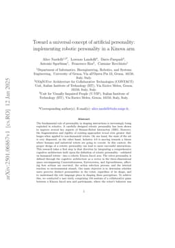 Toward a Universal Concept of Artificial Personality: Implementing Robotic Personality in a Kinova Arm