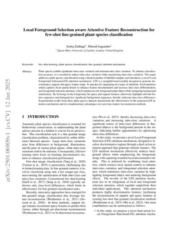 Local Foreground Selection aware Attentive Feature Reconstruction for few-shot fine-grained plant species classification