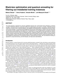 Black-box optimization and quantum annealing for filtering out mislabeled training instances