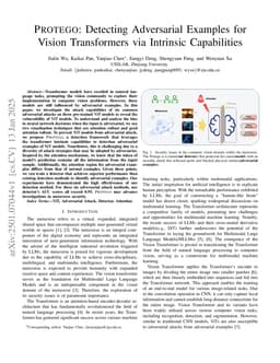 Protego: Detecting Adversarial Examples for Vision Transformers via Intrinsic Capabilities