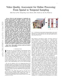 Video Quality Assessment for Online Processing: From Spatial to Temporal Sampling