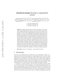 Beyond Security-by-design: Securing a compromised system