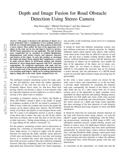 Depth and Image Fusion for Road Obstacle Detection Using Stereo Camera