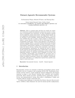 Dataset-Agnostic Recommender Systems