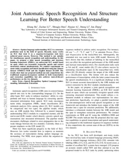 Joint Automatic Speech Recognition And Structure Learning For Better Speech Understanding
