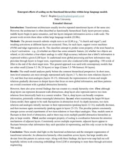 Emergent effects of scaling on the functional hierarchies within large language models