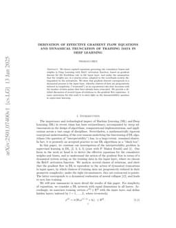 Derivation of effective gradient flow equations and dynamical truncation of training data in Deep Learning