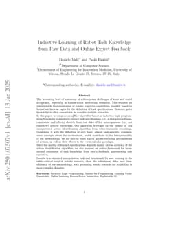 Inductive Learning of Robot Task Knowledge from Raw Data and Online Expert Feedback