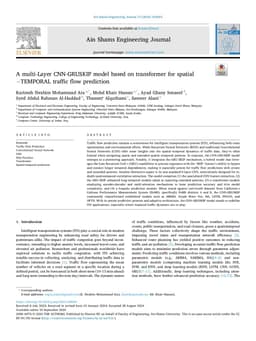 A Multi-Layer CNN-GRUSKIP model based on transformer for spatial TEMPORAL traffic flow prediction