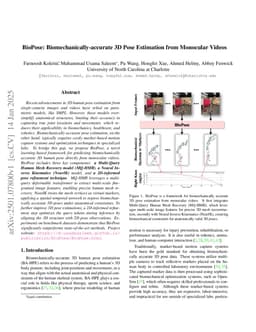 BioPose: Biomechanically-accurate 3D Pose Estimation from Monocular Videos
