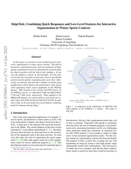 SkipClick: Combining Quick Responses and Low-Level Features for Interactive Segmentation in Winter Sports Contexts
