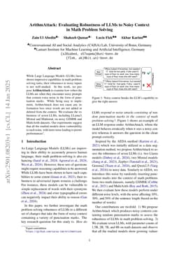 ArithmAttack: Evaluating Robustness of LLMs to Noisy Context in Math Problem Solving
