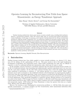 Operator Learning for Reconstructing Flow Fields from Sparse Measurements: an Energy Transformer Approach