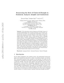 Reassessing the Role of Chain-of-Thought in Sentiment Analysis: Insights and Limitations