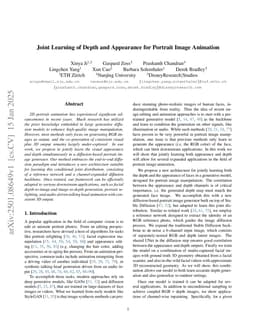Joint Learning of Depth and Appearance for Portrait Image Animation