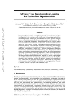 Self-supervised Transformation Learning for Equivariant Representations
