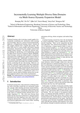 Incrementally Learning Multiple Diverse Data Domains via Multi-Source Dynamic Expansion Model