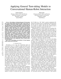 Applying General Turn-taking Models to Conversational Human-Robot Interaction