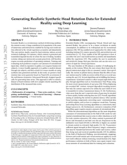 Generating Realistic Synthetic Head Rotation Data for Extended Reality using Deep Learning