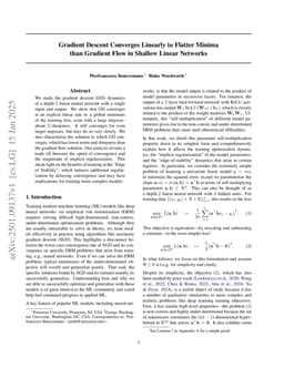 Gradient Descent Converges Linearly to Flatter Minima than Gradient Flow in Shallow Linear Networks