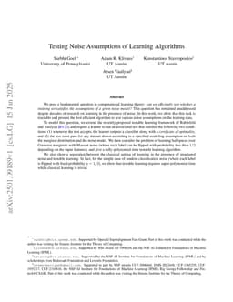 Testing Noise Assumptions of Learning Algorithms