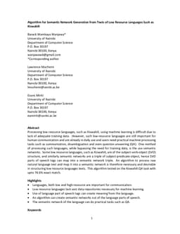 Algorithm for Semantic Network Generation from Texts of Low Resource Languages Such as Kiswahili