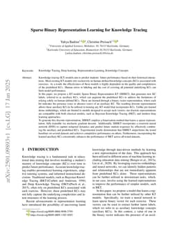 Sparse Binary Representation Learning for Knowledge Tracing