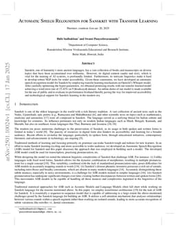 Automatic Speech Recognition for Sanskrit with Transfer Learning