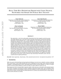 Real-Time Bus Departure Prediction Using Neural Networks for Smart IoT Public Bus Transit