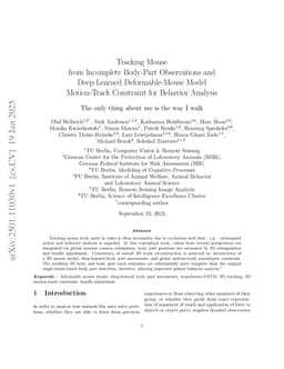 Tracking Mouse from Incomplete Body-Part Observations and Deep-Learned Deformable-Mouse Model Motion-Track Constraint for Behavior Analysis