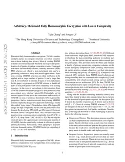 Arbitrary-Threshold Fully Homomorphic Encryption with Lower Complexity